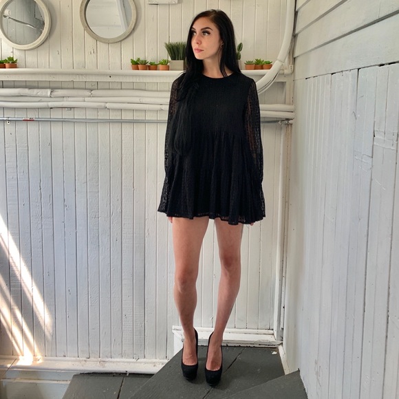 black babydoll dress long sleeve